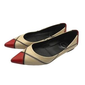 VTG  Roger Vivier Prism Red and White Colorblock Pointed Toe Flats Size 6